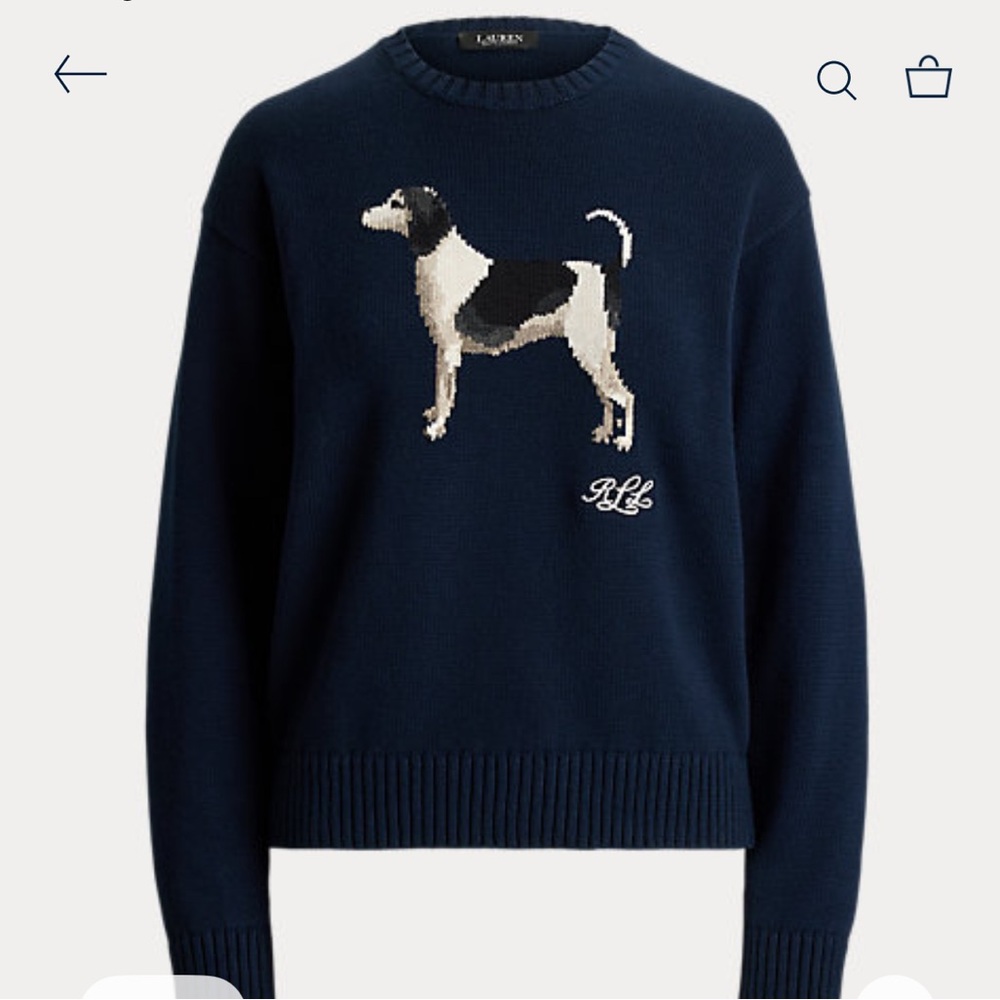 Lauren Ralph Lauren intarsia knit dog cotton sweater puppy pullover jumper NWOT